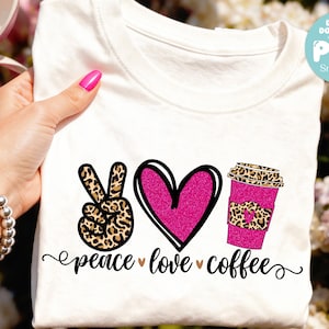 Amor por el café svg png eps dxf Café Svg sublimación Png Estampado de leopardo Amante del café Descarga digital Archivo de corte Cricut Cameo Silhouette
