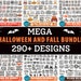 Halloween Mega SVG Bundle 290+ Designs Eps Png Dxf Halloween Svg Autumn Svg Thanksgiving svg Fall Svg Witch svg cut file Cricut Silhouette 