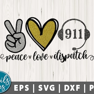 Peace love Dispatch Svg Png dxf voor Sublimation digitale download Dispatch png Peace love Dispatch glitter Png 911 operator digitaal afdrukbaar