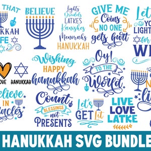 Hanukkah Bundle Svg Eps Dxf Png Chanukah Judeu Hanukah SVG Holiday Funny Shirt Sign gift Clipart Arquivo de corte digital para Cricut e Silhouette