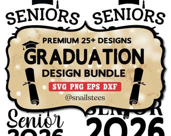 Senior 2026 SVG Bundle, for Cricut, Graduation Cap PNG, College Grad, Class of 2026, High School Senior, Printable Png,Vinyl Decal Cut Files