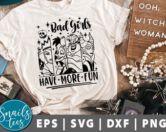Bad Girls Have More Fun Svg Png Halloween Svg comic svg, Sanderson svg, Quote Svg Sublimation Png Design file taglio camicia Cricut Silhouette