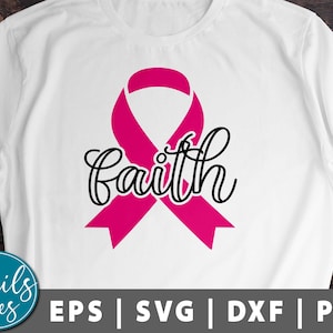 Faith Ribbon SVG Png Dxf Breast Cancer Awareness Svg Faith svg Cancer Survivor svg Pink Ribbon SVG Breast Cancer cut file Cricut Silhouette