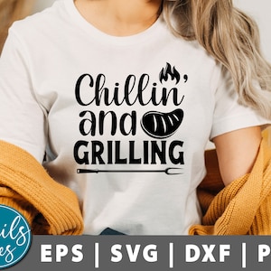Chillin' And Grilling Svg, Png, Día del Padre, Grill Dad svg, BBQ, dad svg, Funny BBQ, Barbecue Dad Apander, Barbecue SVG, Funny Grill, Cricut