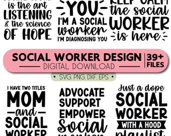 Social Worker SVG And PNG Bundle, EPS, Digital Download, Shirt Designs & Gifts, Social Work Quotes Svg, Social Worker Era, Advocate Support