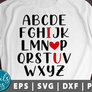 ABC Kocham Cię svg png eps dxf Walentynki Dziecięcy Alfabet Cytat Serce Mówiący Zabawny Projekt Miłości Dziecko Wytnij Plik Szablony dla Cricut Cameo