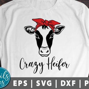 Crazy Heifer Svg Png Eps Dxf Heifer Svg Kuh, Bandana Farmlife Svg Heifer Kuh Svg Digitaler Download Cut File für Cricut Silhouette