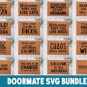 ドアマット SVG バンドル、面白いドアマット バンドル、面白いドアマット SVG、ウェルカム ドアマット SVG、ドアマット SVG、Cricut シルエット用ドアマット バンドル カット ファイル