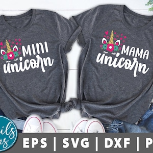 Mama & Mini Unicorn Bundle svg png Día de la Madre Svg Girl Boy Mom Life svg Funny, Cute svg Mama Bear Svg Sublimation Design cut file Cricut