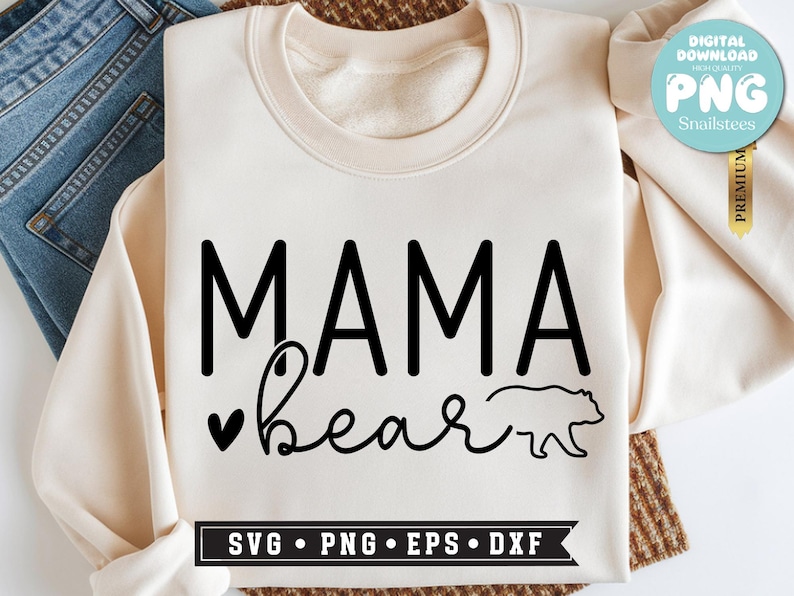 Mama bear Svg Png, sublimation, mothers day svg, mama bear png, winnie-the-pooh svg, mom svg, boho mama, trendy Png, Happy Mother's Day Png image 1