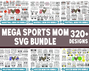 MEGA Mother&#39;s day Svg Bundle, 320+Sport Mom SVG, Momlife, Football, Volleyball, Basketball, Softball, Soccer, Baseball, Tennis, Sport SVG