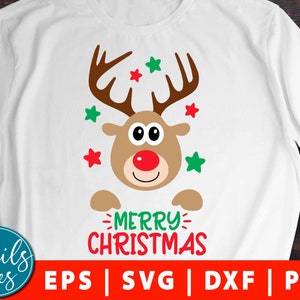 Frohe Weihnachten Svg Eps Dxf Png Reindeer Svg Kinder Svg junge Mädchen Reindeer Svg Xmas Svg Hirsch Clipart schneiden Dateien für Cricut Cameo und Silhouette