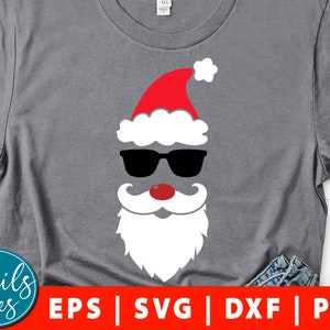 Santa Face Svg Eps Dxf Png  Santa Beard Christmas Shirt Santa Hat Kids Christmas Svg Boy Funny Christmas Svg Cut Files Cricut and Silhouette