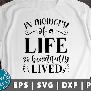 En mémoire d’une vie si magnifiquement vécue Svg Png Dxf Memorial Svg ailes ciel svg En mémoire du fichier coupé Cricut Cameo Silhouette