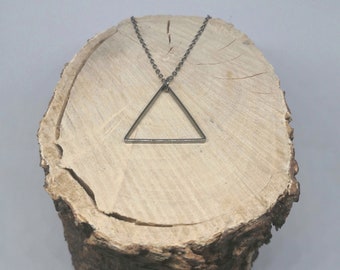 Matte Black Triangle Pendant Necklace, Minimalist Jewelry