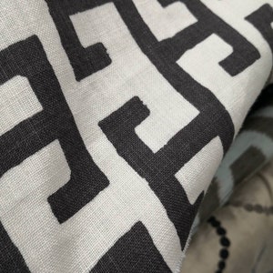 Tessuto con stampa in lino di lusso Jim Thompson, tessuto in bianco e nero, fornitura di tessuti di lusso tailandesi