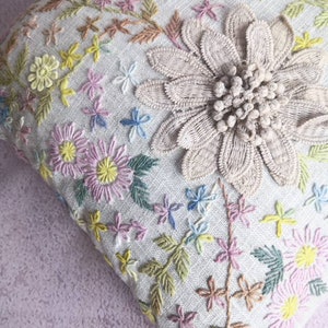 Hmong hemp stitch embroidery flowers pillow, Special custom made for ESAN Studio, floral pillow, 12x20 pillow, lumbar pillow, 100% handmade image 5