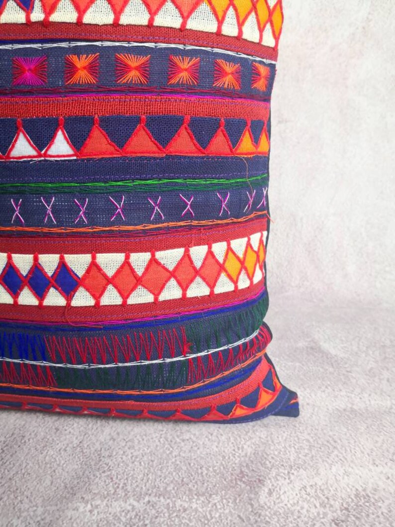 Hand Stitched Akha Tribe Textile Cushion Cover Cotton Weave Etsy
