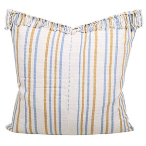 Karen Tribe handwoven striped textile pillows, Cream natural handwoven striped Cushion Cover : 20x20 Ethnic Pillow,Neutral pillow,Hmong 03