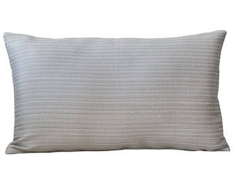 Jim Thomson gray mininal silk striped lumbar pillow, Silk striped fabric Cushion Cover : 12x20" Silk pillow, Thailand ethic silk pillow