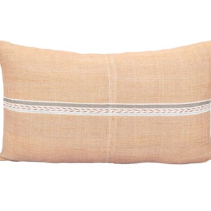 Karen Hill Tribe handwoven Textile pillow, Brown Tribal Rustic Natural Handwoven Cushion Cover : 12x20 Ethnic Pillow Hmong pillow X06