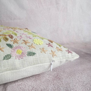 Hmong hemp stitch embroidery flowers pillow, Special custom made for ESAN Studio, floral pillow, 12x20 pillow, lumbar pillow, 100% handmade image 6