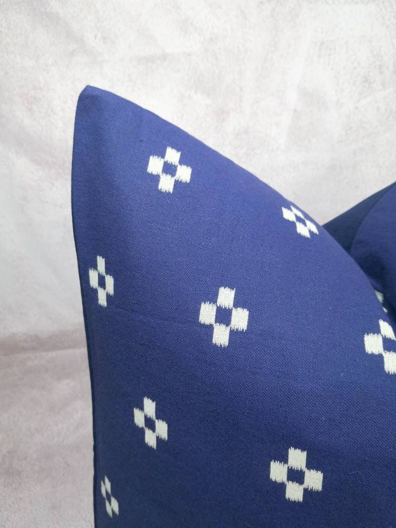 Indigo block print pillow, chiang mai cotton pillow, blue pillow, minimal pillow, Ethic pillow, Hmong pillow, Custom size pillow image 3