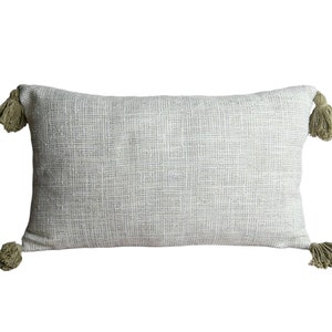 Cream & Light brown Lanna cotton striped woven pillow, neutral pillow covers, farmhouse pillow, 12x20 pillow, lumbar pillow, Hmong pillow