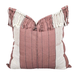 Karen Hill Tribe handwoven Textile pillow Brown Tribal Rustic Natural Handwoven Cushion Cover : 20x20 Ethnic Pillow &quot;