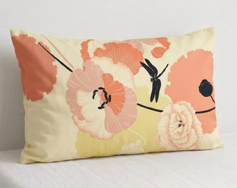 Capa de almofada vintage em seda obi, almofada lombar em cetim floral (30x50 cm)