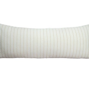 Organic Extra Long Lumbar Pillow, Bolster Pillow, Long Pillow, CNX striped pillow cover, Organic Neutral with brown striped throw pillow