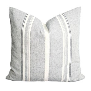 Organic Karen Ivory & Black Natural handwoven pillow, tribal pillow, striped pillow,