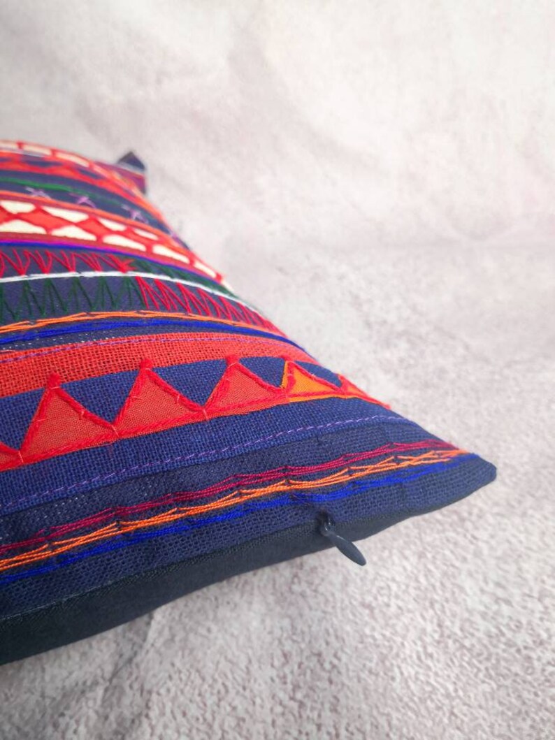 Hand Stitched Akha Tribe Textile Cushion Cover Cotton Weave Etsy