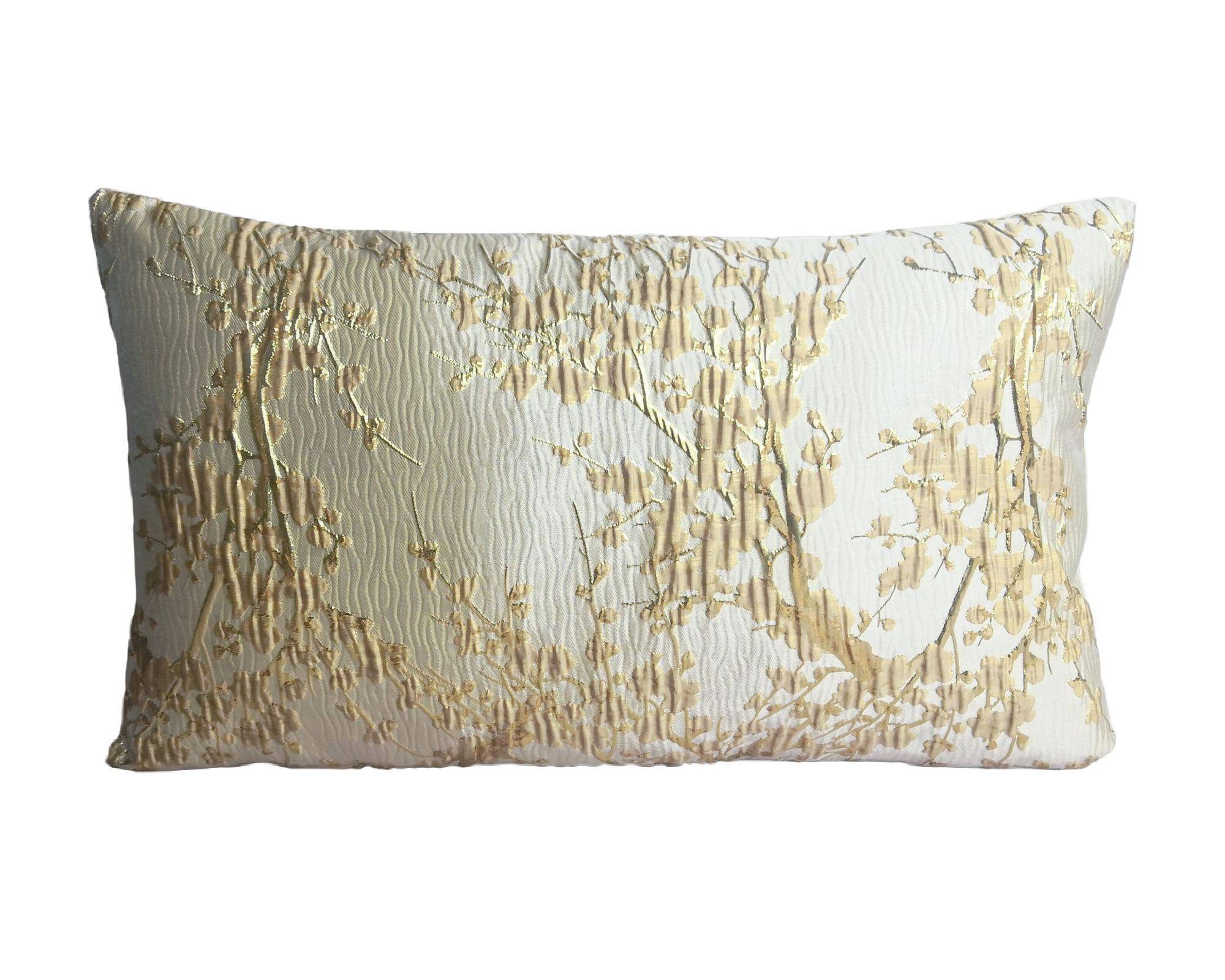 Luxury metallic gold  jacquard  pillow, Sakura pillow, Japanese pattern pillow, luxury pillow, Luxe pillow,japan style pillow,