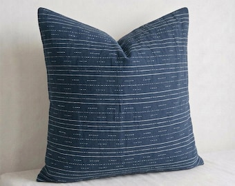 Indigo Lanna Hmong Sashiko Kissenbezug, gestreifte Baumwolle, kundenspezifische Größen