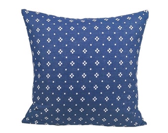 Navy blue with white dot pillow, Lanna cotton pillow, netrual pillow, minimal pillow, 20x20 pillow, lumbar ethic pillow, indigo pillow
