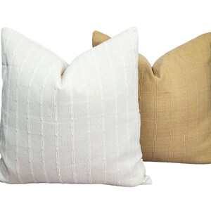 Off-White & Brown chiang mai cotton striped handwoven pillow, netrual pillow, minimal pillow, ethic pillow, Hmong pillow, custom size pillow