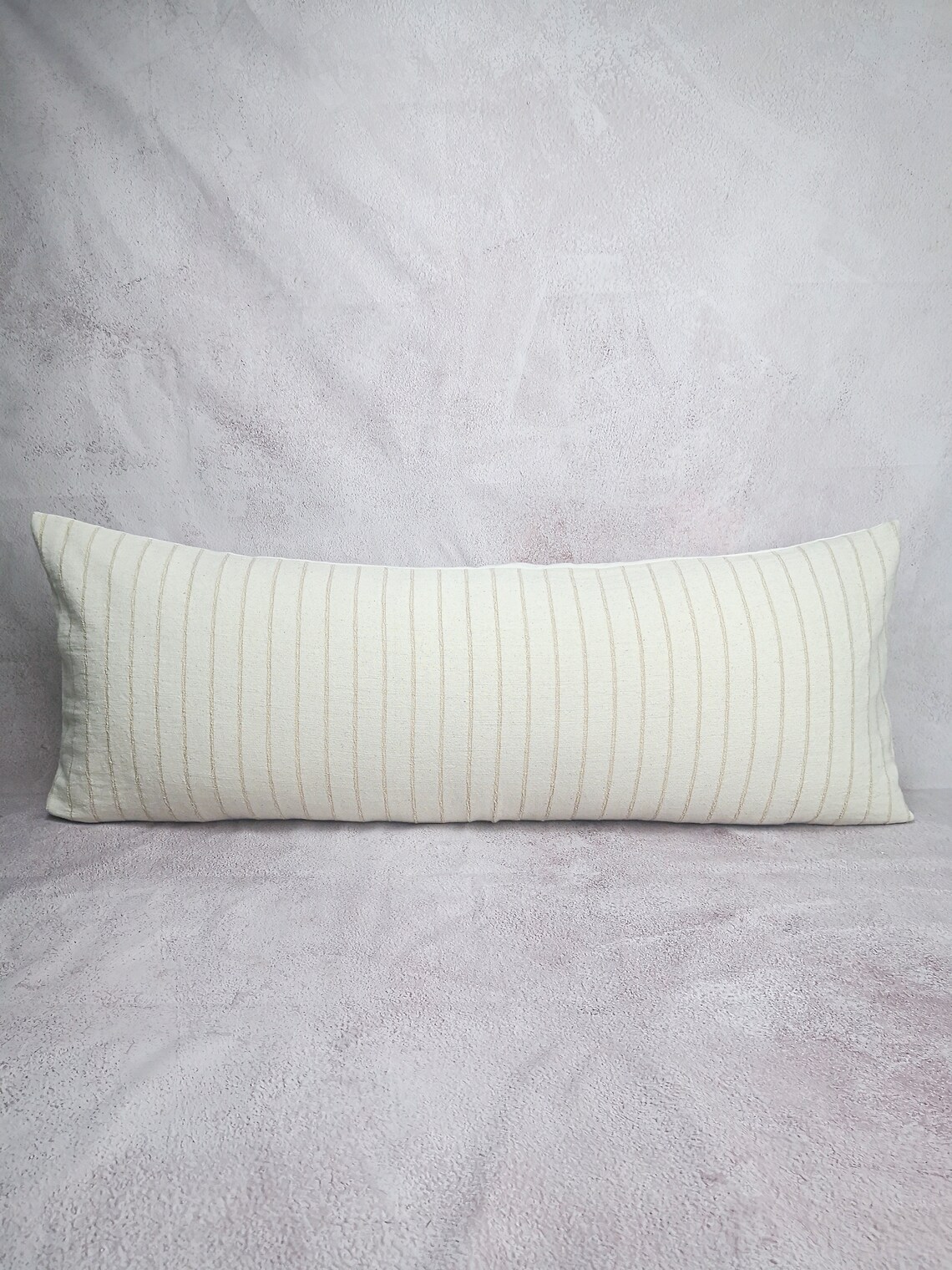 Organic Extra Long Lumbar Pillow, Bolster Pillow, Long Pillow, CNX Striped Pillow Cover, Organic