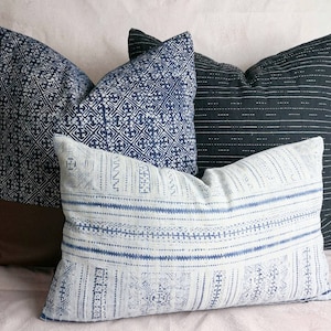 Hmong indigo combo set pillow, Sashiko pillow, Hmong new ethic pillow , vintage hmong pillow image 1