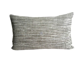 Organic Neutral & Dark brown Handwoven striped Pillow Cover : ESAN Fabric Natural dye, Handwoven Pillow, custom made pillow,