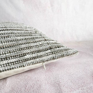 Organic Neutral & Dark brown Handwoven striped Pillow Cover : ESAN Fabric Natural dye, Handwoven Pillow, custom made pillow, image 5