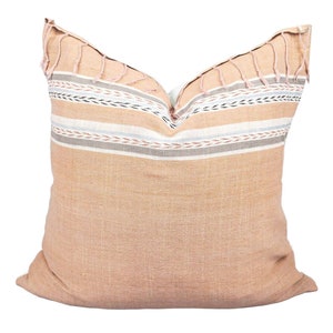 Karen Hill Tribe handwoven Textile pillow, Brown Tribal Rustic Natural Handwoven Cushion Cover : 20x20 Ethnic Pillow Hmong pillow X08