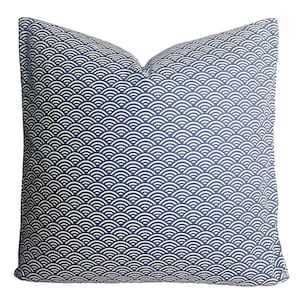Blaues japanisches Druckkissen, japanisches Wellenkissen, asiatisches Drucksammlungskissen, Indigokissen, minimales Kissen, Boho-Kissen, Japandruck