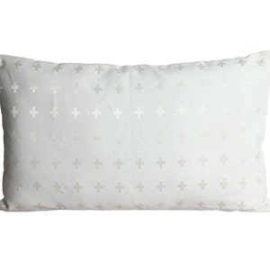 Minimal off white jacquard with light gold swiss cross pillow, Luxury pillow, minimal pillow, nordic style