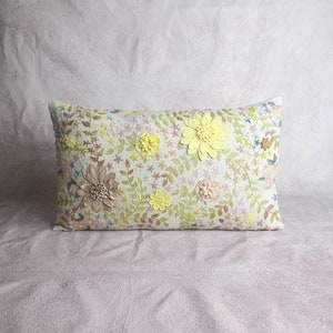 Hmong hemp stitch embroidery flowers pillow, Special custom made for ESAN Studio, floral pillow, 12x20 pillow, lumbar pillow, 100% handmade image 8