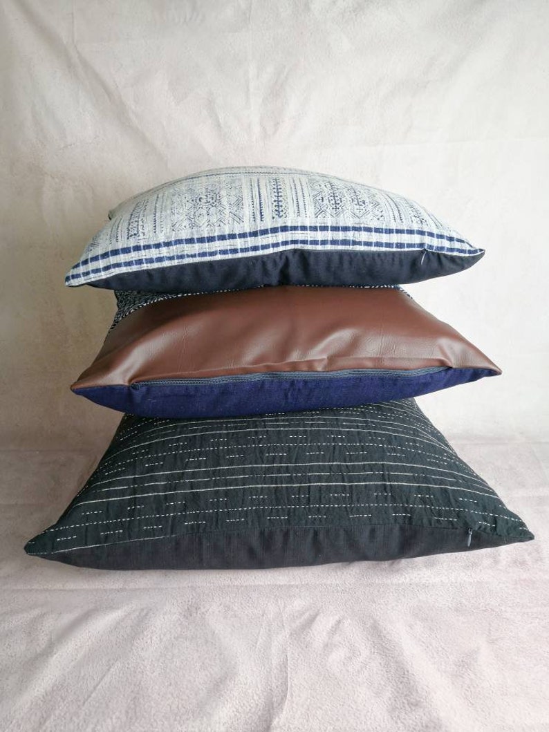 Hmong indigo combo set pillow, Sashiko pillow, Hmong new ethic pillow , vintage hmong pillow image 6