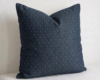 Indigo Polka Dot Kissenbezug, ESAN Handgewebtes Textil, Sondergröße