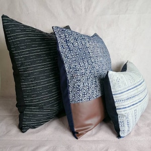 Hmong indigo combo set pillow, Sashiko pillow, Hmong new ethic pillow , vintage hmong pillow image 5