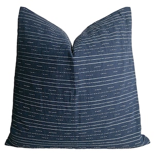 Indigo Lanna Hmong sashiko striped pillow, blue pillow cover, minimal pillow, custom pillow, ethic cushion cover, lumbar pillow