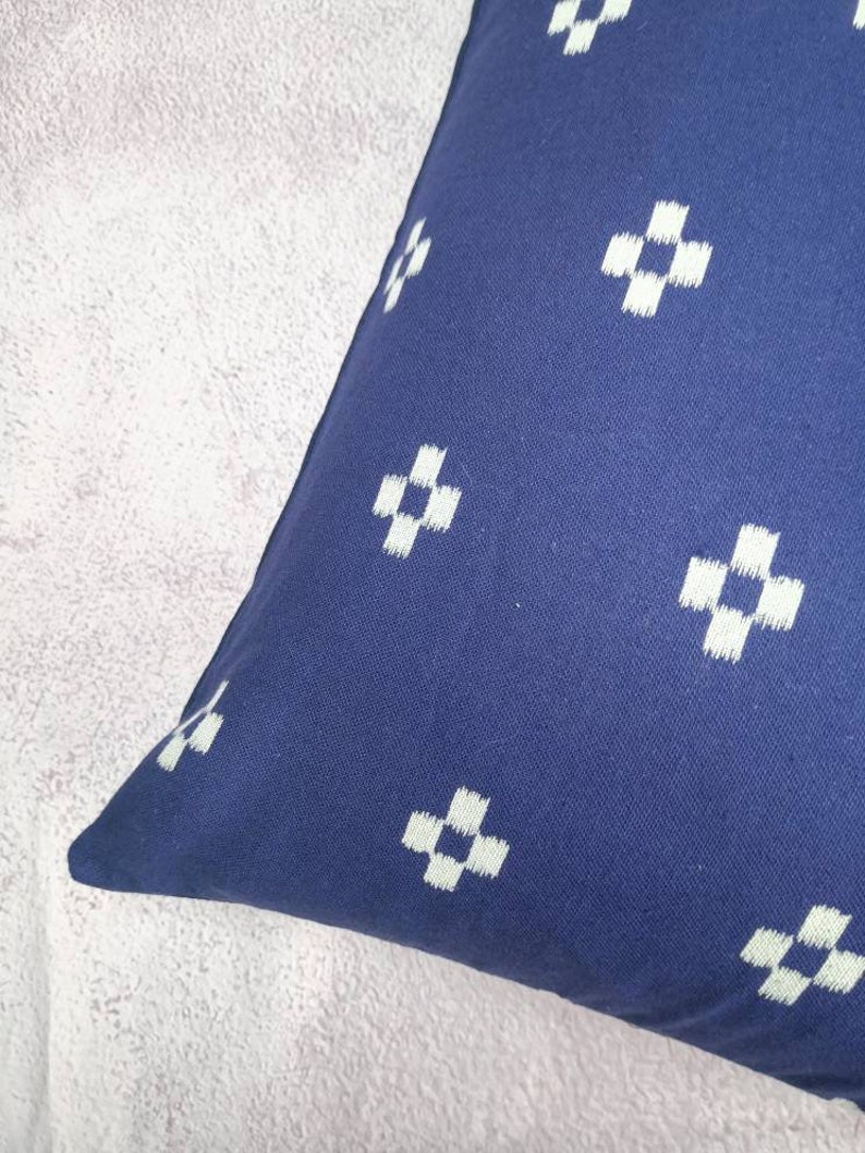 Indigo block print pillow, chiang mai cotton pillow, blue pillow, minimal pillow, Ethic pillow, Hmong pillow, Custom size pillow image 5